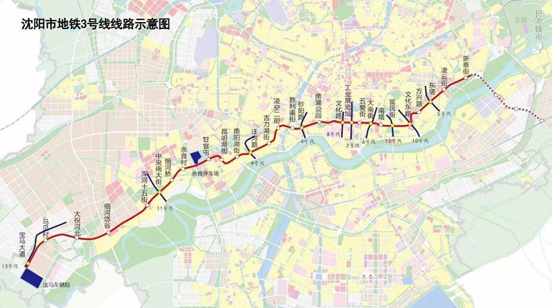 沈陽地鐵3號線最新線路圖解析